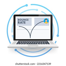 Website Bounce rate, exit rate, internet marketing. Vector stock illustration.