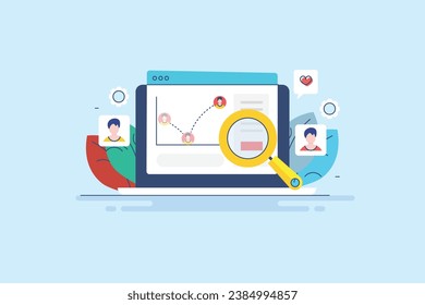 Website bounce rate, Website traffic, website visitors leaving website, SEO tools - vector illustration background with icons