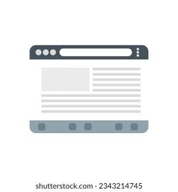 Website browser icon flat vector. Computer internet. Web screen isolated
