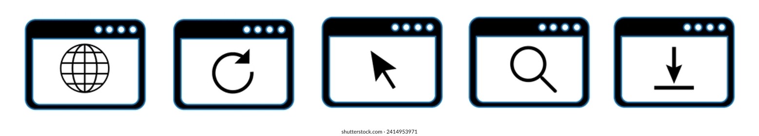 Website browser icons set. Search icon vector Illustration.