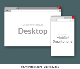 Website Browser With Modern User Interface For Desktop And Mobile. Blank Internet Web Browser For Windows Operating System.