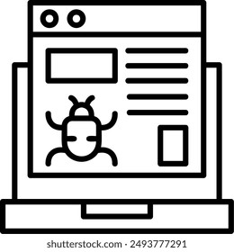 Website Bug Line Vector Icon Design
