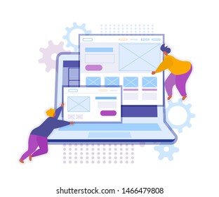 Website builder concept. Flat vector illustration. Onboarding screens template. Mobile app design.