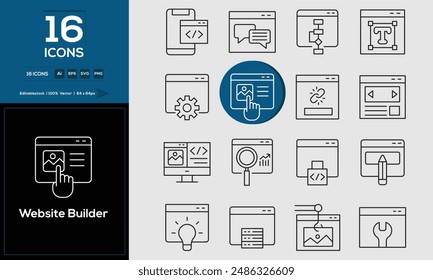 Website Builder Set of high-quality icons that are suitable for Website Builder. And change your next projects with minimalist icon design, perfect for websites, mobile apps, books, social media