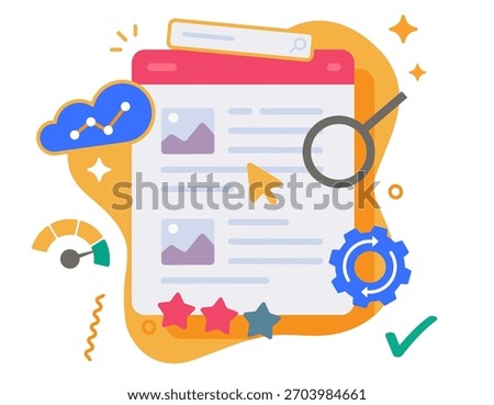 Website building concept icon vector graphic, web site webpage usability and navigation layout creation configuration illustration flat modern design, internet webpage ui ux interface technology  
