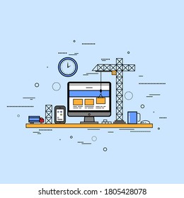 Website building processing design vector illustration