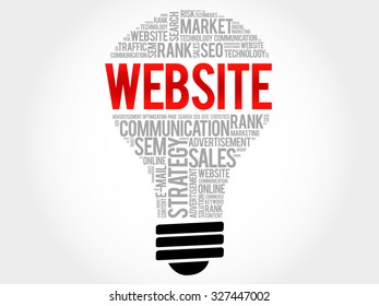 WEBSITE bulb word cloud, business concept