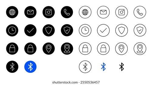 Sitio web Negocios Redes sociales Conjunto de iconos Botón