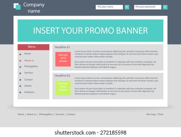 Website business template layout with text