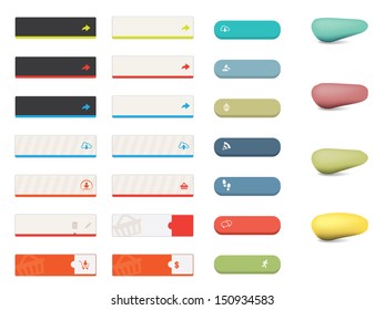 Website button set with icons