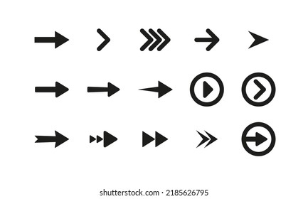 Website buttons with arrows set icon. Next page, scroll, follow the link, internet, online, app, application, user, right, Technology concept. Vector line icon for Business and Advertising.