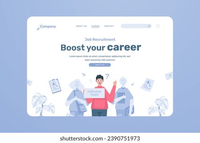 Website career page with job recruitment hiring illustration design