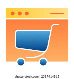 Website and cart flat icon. Browser and trolley color icons in trendy flat style. Online shopping gradient style design, designed for web and app. Eps 10