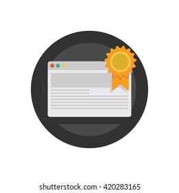 Website With Certificate Illustration - Flat Icon