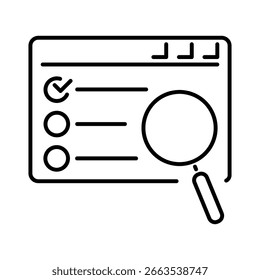 website check mark line vector icon