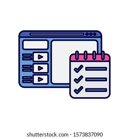 website and check mark list learning online vector illustration