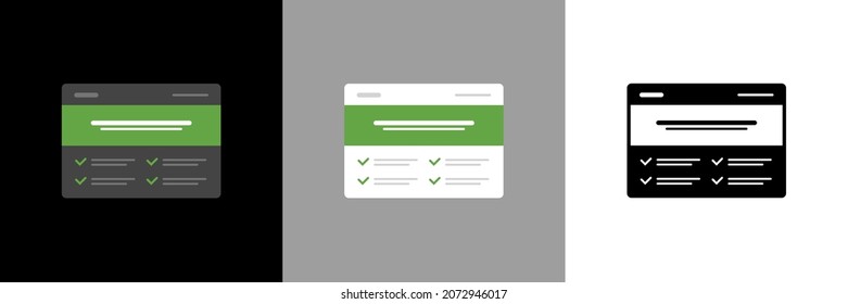 Website checklist icon. Vector illustration.