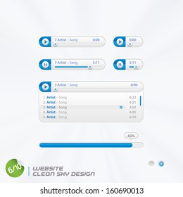 Website Clean Sky Design, Template, Buttons, Sign, Symbol, Emblem for Web Design, User Interface, Mobile Phone