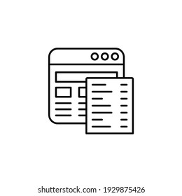 Website Code, html icon  in flat black line style, isolated on white background 