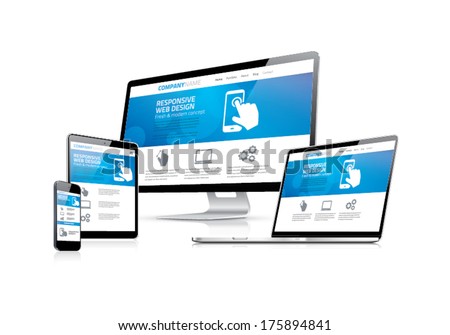 Website coding development with responsive web design concept