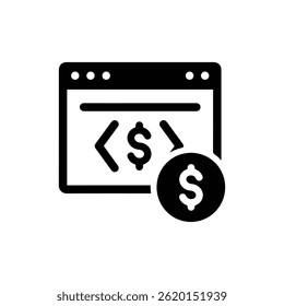 Website Coding Icon with Dollar Sign Embedded Representing Web Development