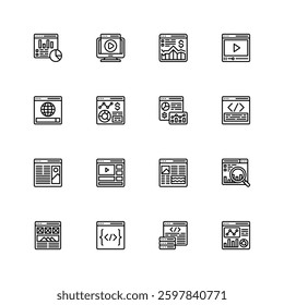 Website Collection Icons Line Style Vector Illustration Design Element