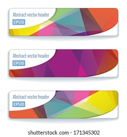 Website bunter Header oder Banner-Set mit modernem Dreieck-Muster mit hellem Bokeh
