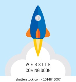 website coming soon with flat rocket icon