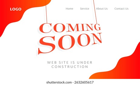Website coming soon under construction landing page vector illustration