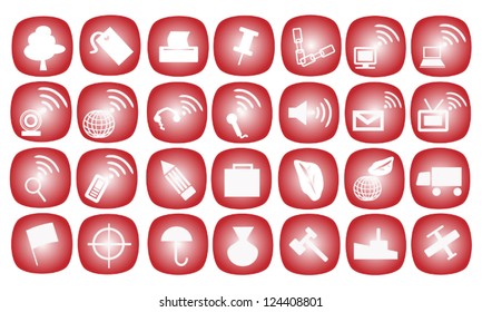 Website, Communication and Business Icons Set in A Red Color