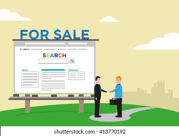Website Company Sale Acquisition  Deal concept. Editable Clip Art. 