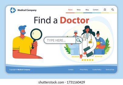 Diseño de concepto de sitio web para recursos de ayuda médica. El médico en línea se acerca de ayuda instantánea. Solución para el negocio de la salud.