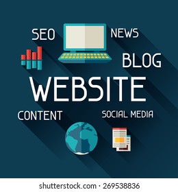 Website concept illustration in flat design style.