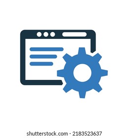 icono de configuración del sitio web. EPS vectoriales de estilo glifo.
