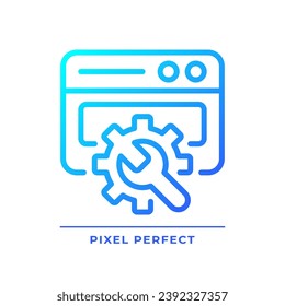 Website configuration pixel perfect gradient linear vector icon. Web page adjustment and customization. Webdesign. Thin line color symbol. Modern style pictogram. Vector isolated outline drawing