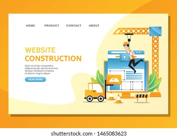 Website construction with man working