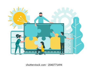 Website construction, UI and UX design and programming. Working in a team of web designers and developers Concept vector illustration