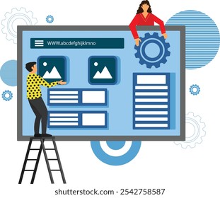 Construção de site, conceito de web design ilustração vetor plano
