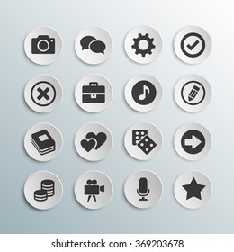 website contact black  icon set, vector