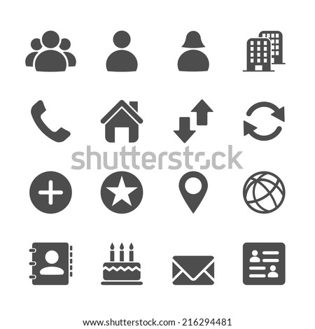 website contact icon set, vector eps10.