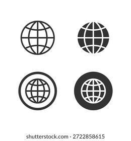 Website-Kontakt-Icons gesetzt. Einfaches Globussymbol. Einfache Website-Symbole