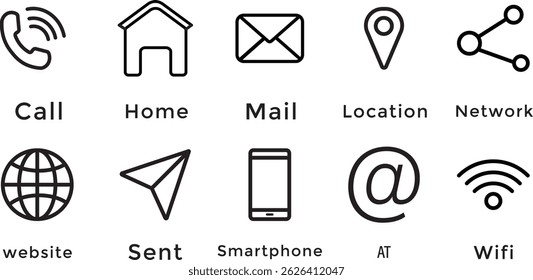 site local de contato, endereço, e-mail, ícones vetor, Contacte-nos ícone set.sent, rede, Site, correio, telefone, símbolo de estilo preto simples,
