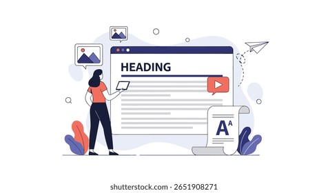 Criação de conteúdo de site Visualizando o desenvolvimento da estratégia de marketing digital