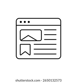 Ícone de Layout de Conteúdo de Site: Estrutura da Página, Posicionamento da Imagem e Símbolo de Formatação do Artigo