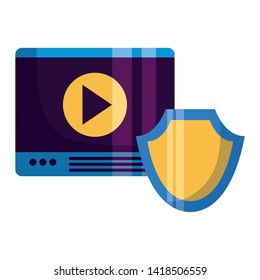 website content shield protection on white background vector illustration