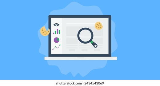 Website cookie tracking, customer behaviour tracking, Traffic data analysis, Website data analytics - vector illustration with icons