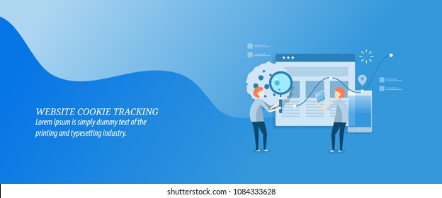 Website cookie tracking - data browsing - online behavior monitoring - flat design vector illustration