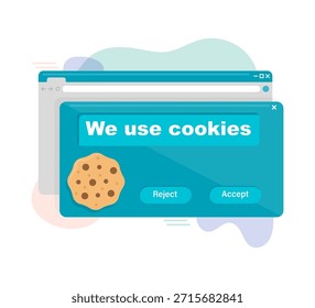 Website cookies. We use cookies window. Vector illustration.