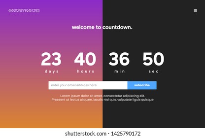 Website count down template landing page