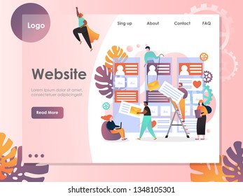 Website creation, updating and maintenance services. Vector website template, web page and landing page design for web site and mobile site development.